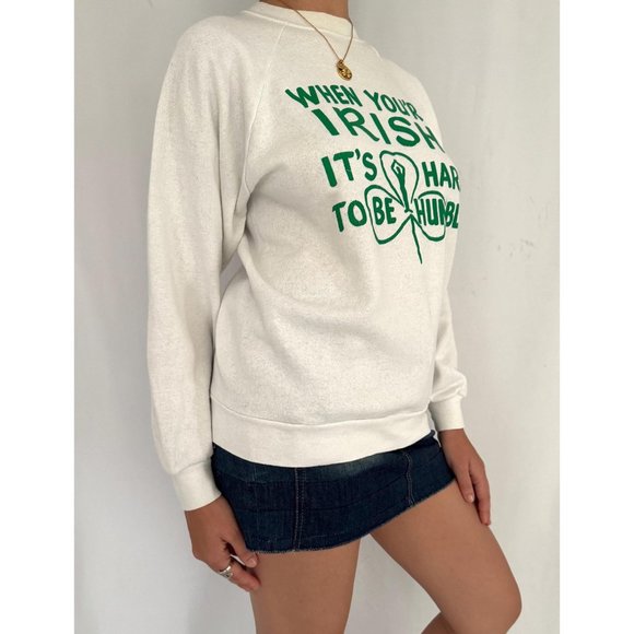 90s vintage proud irish st patricks day humor quote graphic pullover sweatshirt - Picture 5 of 9
